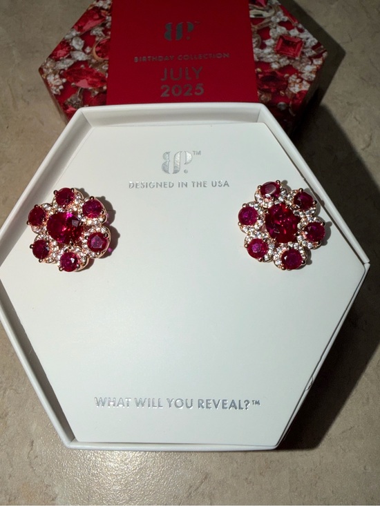 Bomb Party Jewelry - Bomb Party July Earrings-Forever In Bloom Ruby on Rose Gold ER81313